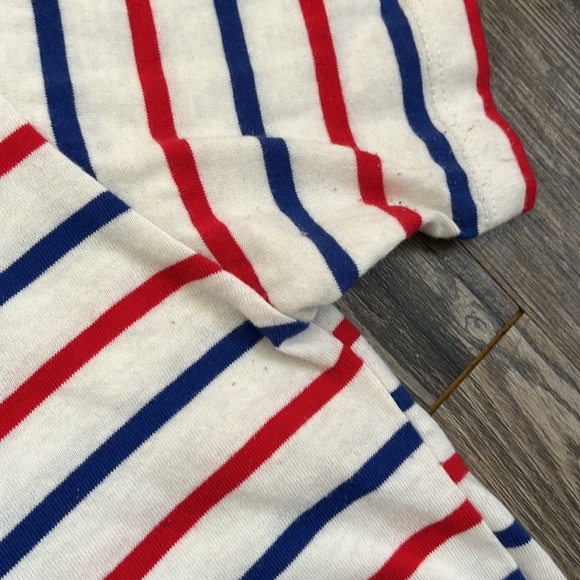 Forever 21 Blue and Red Striped Crew Neck Cropped Boxy T Shirt - Picture 9 of 13